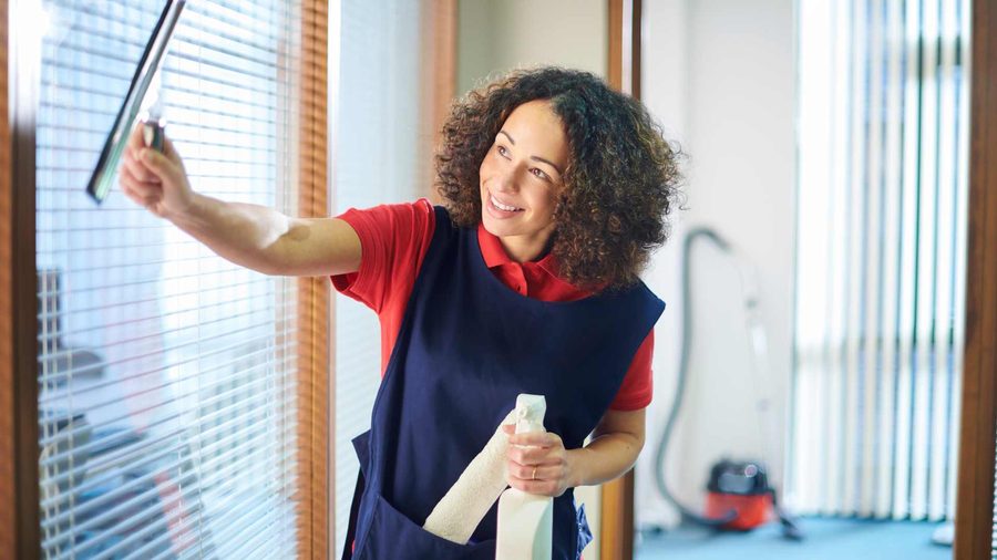 Cleaning professional at work